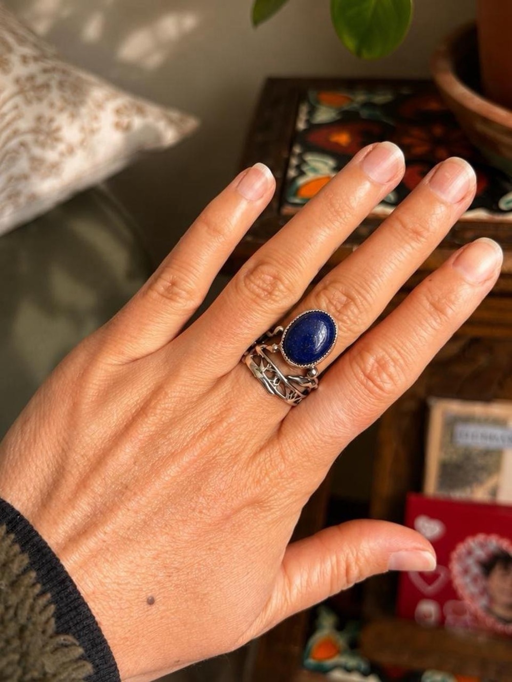 Sterling Silver lapis lazuli Blue Stone Ring - Women Jewelry